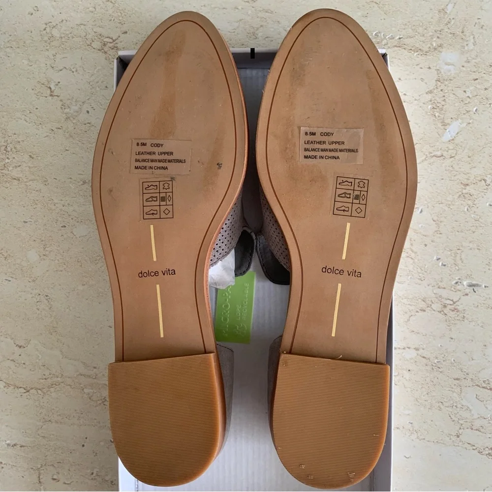 Dolce Vita Cody Grey Perforated Suede Flats Loafers Slip-on Shoes
